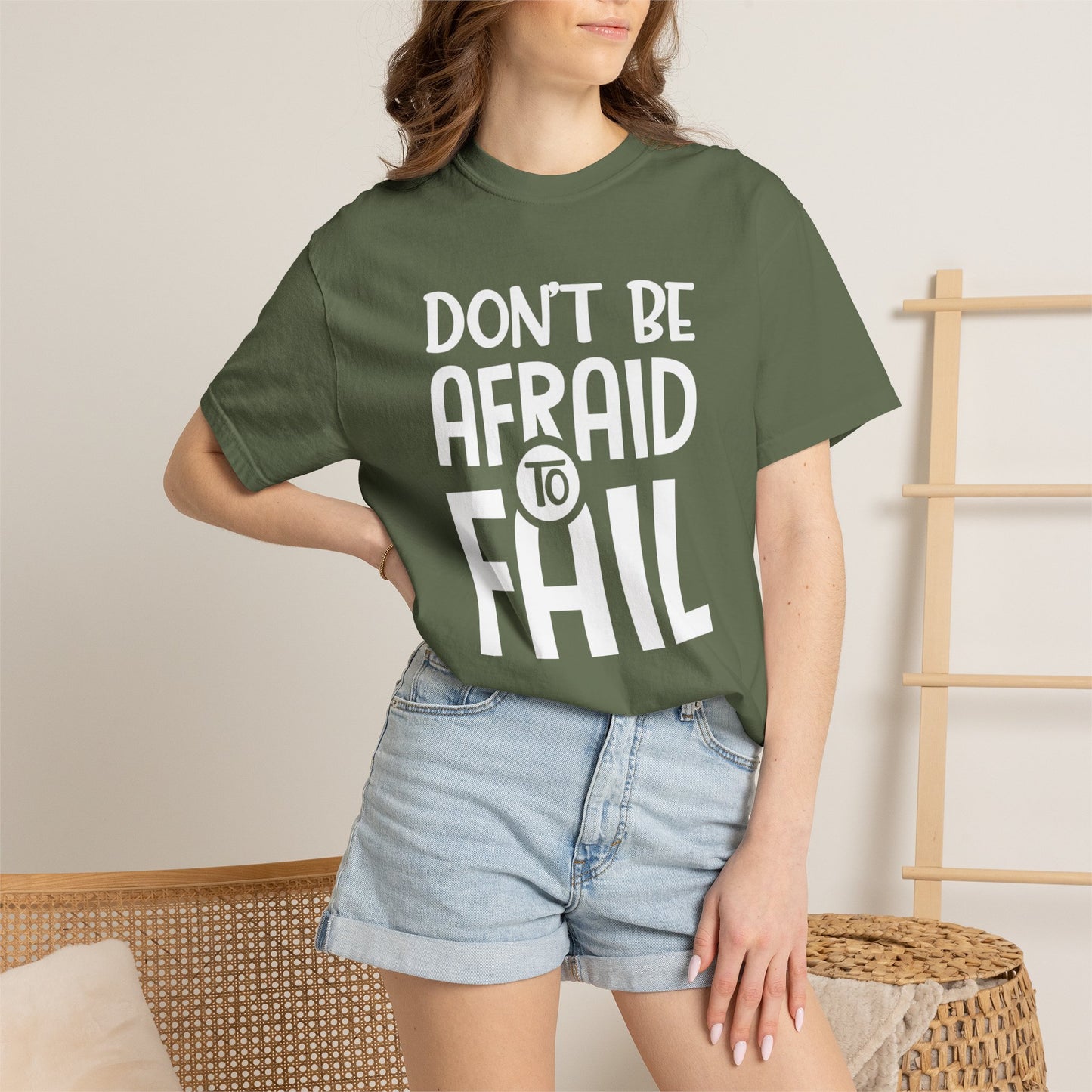 Motivational Don’t Be Afraid To Fail Hard Work Rise Above Positivity Determination Progress Dedication Unisex Heavy Cotton T-Shirt