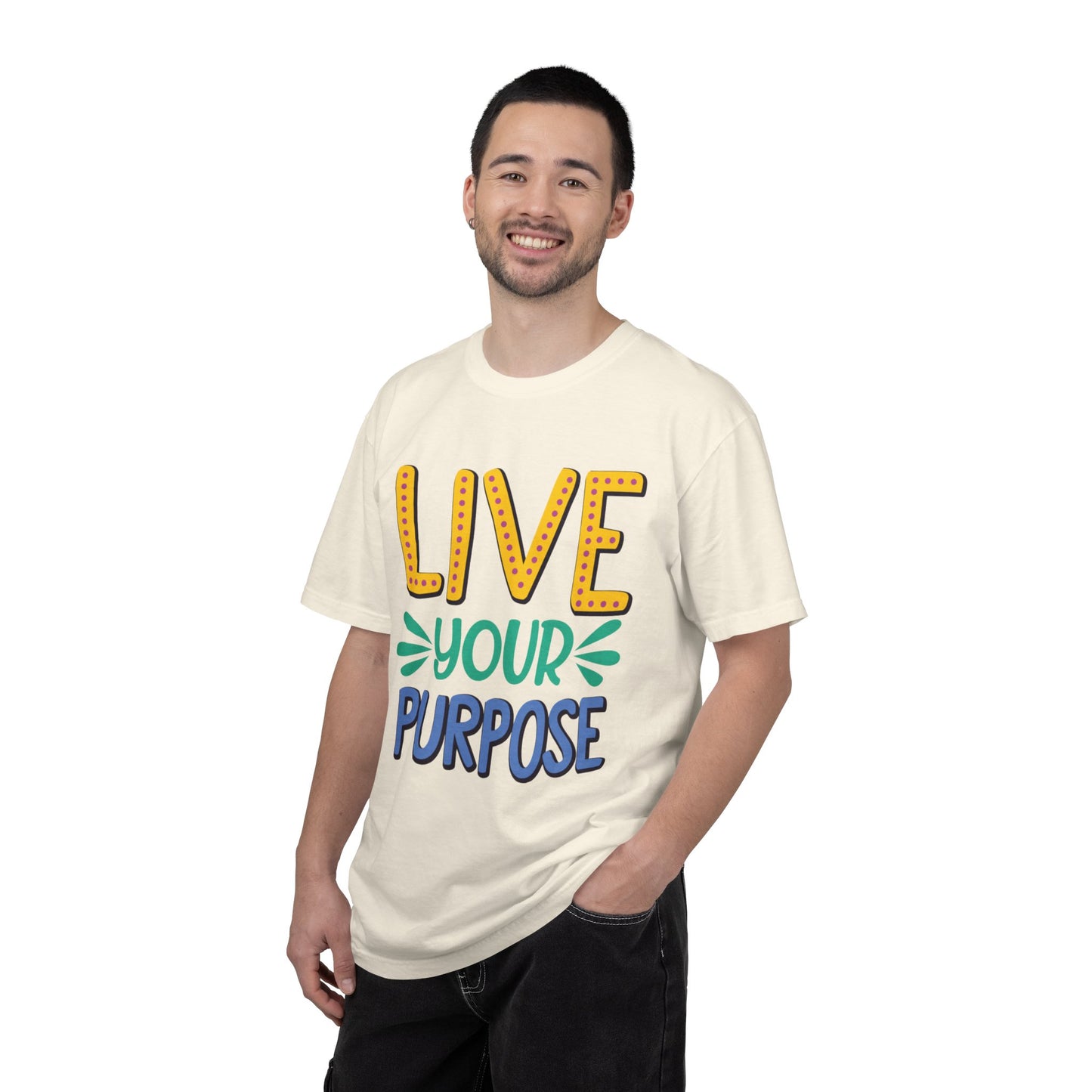 Live Your Purpose Inspirational Tee Stay Focused Positive Message Set Your Goal Empowering Personal Growth Unisex Heavy Cotton T-Shirt