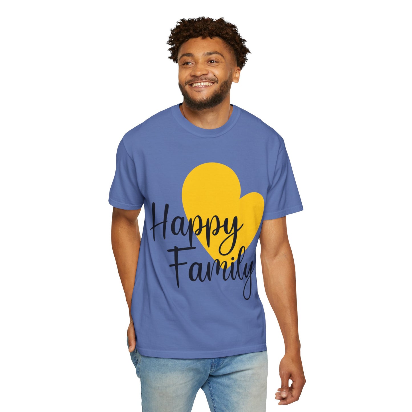 Happy Family Peaceful Paradise Tee Cherished Space Heartfelt Haven Unisex Heavy Cotton T-Shirt