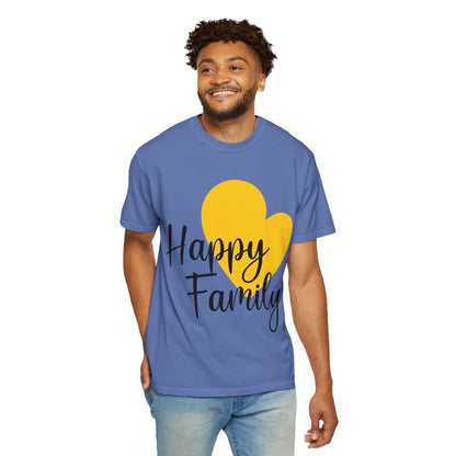 Happy Family Peaceful Paradise Tee Cherished Space Heartfelt Haven Unisex Heavy Cotton T-Shirt