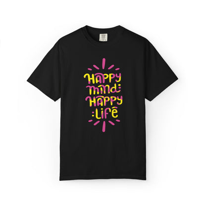 Happy Mind Happy Life Love Hope Worship Eternity Tee Peaceful Living Religious Beliefs Unisex Heavy Cotton T-Shirt
