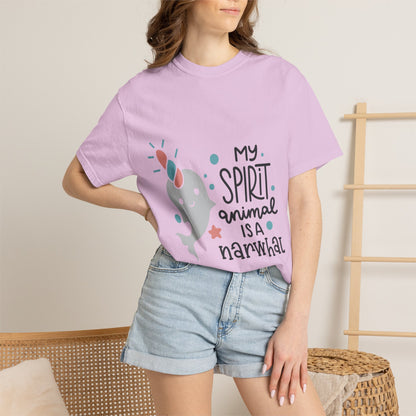 My Spirit Animal Is a Narwhal Unicorn Of The Sea Tusk Tee Inuit Culture Migration Unisex Heavy Cotton T-Shirt