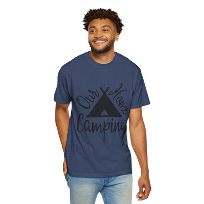 Our Home Camping Freedom Fighter Adventure Lovers Tee Nature Exploration Bonfire Travel Van Unisex Heavy Cotton T-Shirt