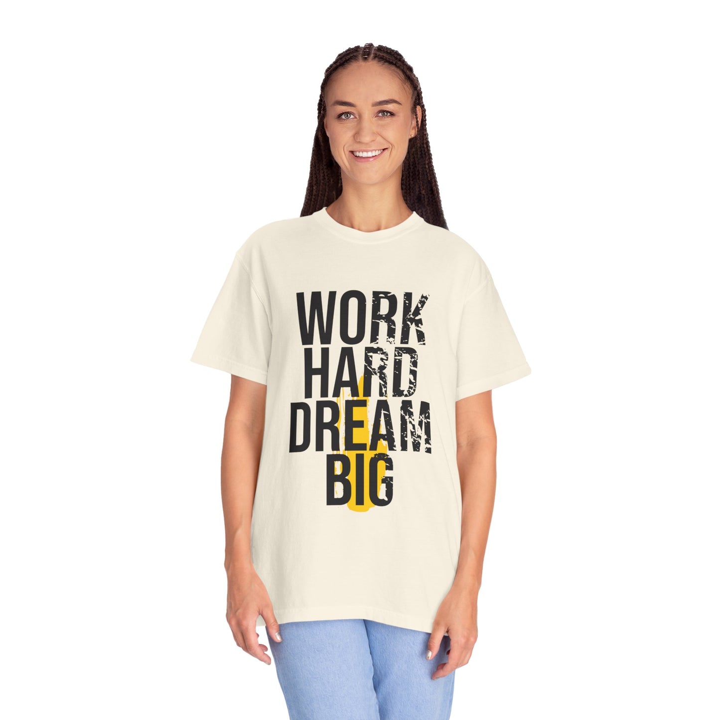Work Hard Dream Big Creativity Imagination Tee Determination Reach For The Stars Unisex Heavy Cotton T-Shirt