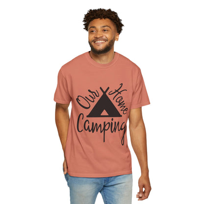 Our Home Camping Freedom Fighter Adventure Lovers Tee Nature Exploration Bonfire Travel Van Unisex Heavy Cotton T-Shirt