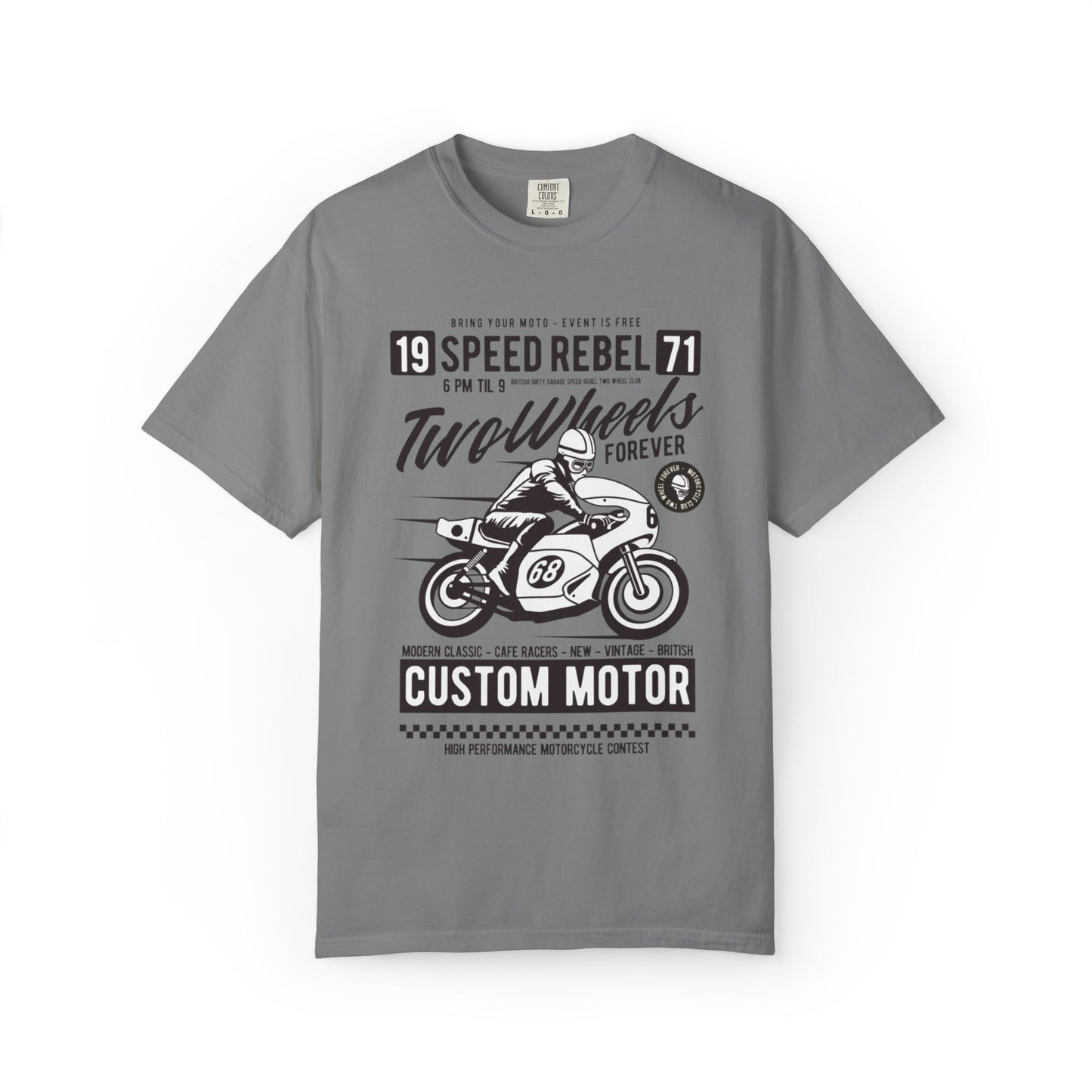Speed Rebel Two Wheels Custom Engine Club Motorbike Lovers Trendy Tee High-speed Rider Adventure Racer Unisex Heavy Cotton T-Shirt