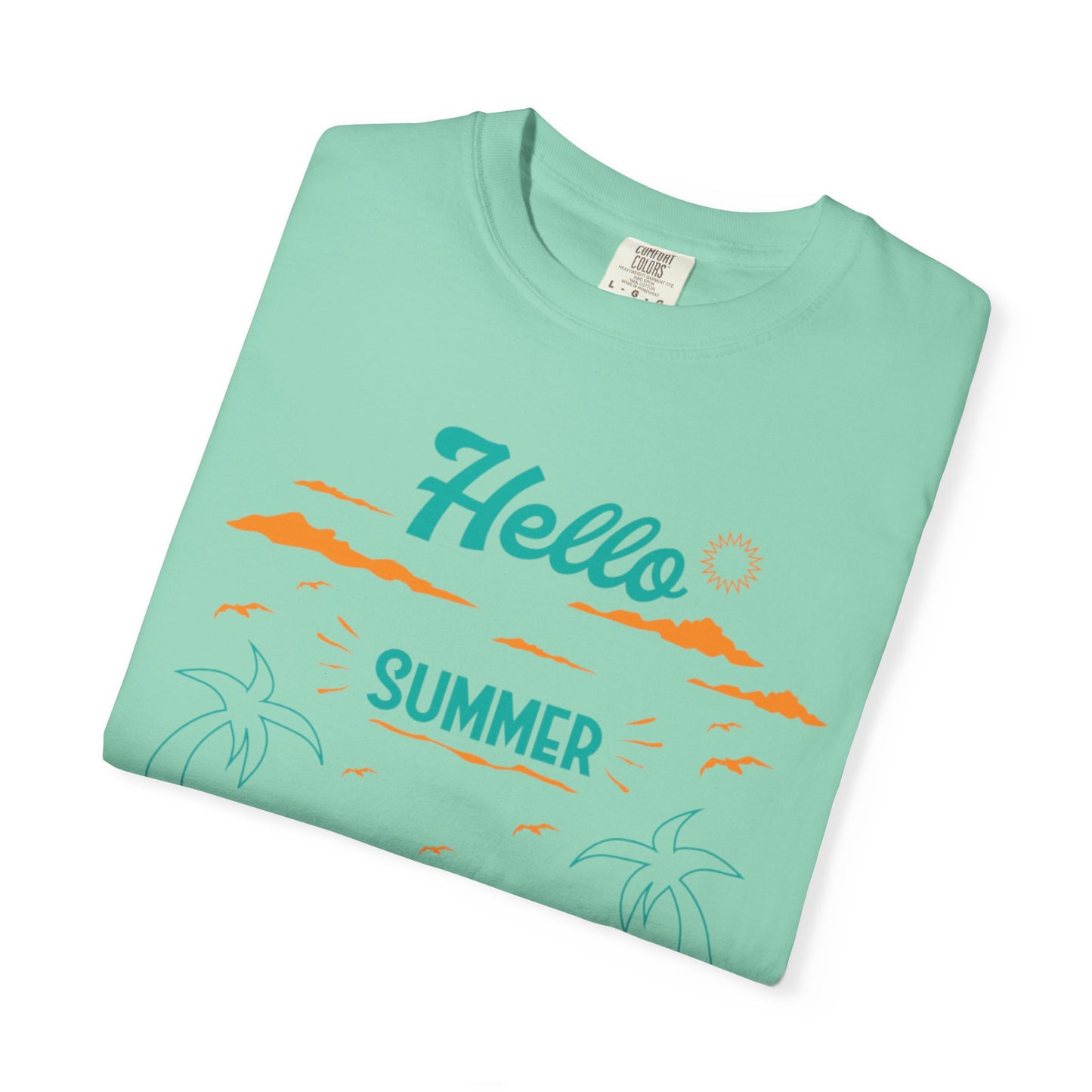 Exciting Hello Summer Sunrise & Sunburn Beach Days Ice Cream Summer Camp Unisex Heavy Cotton T-Shirt