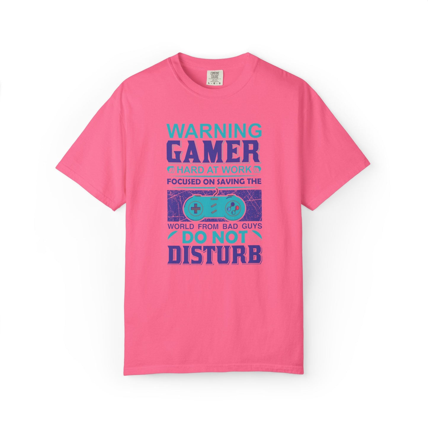 Funny Warning Gamer Do Not Disturb Digital Protector Virtual Heroism Sarcastic Battle Against Evil Unisex Heavy Cotton T-Shirt