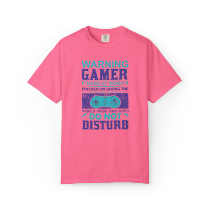 Funny Warning Gamer Do Not Disturb Digital Protector Virtual Heroism Sarcastic Battle Against Evil Unisex Heavy Cotton T-Shirt