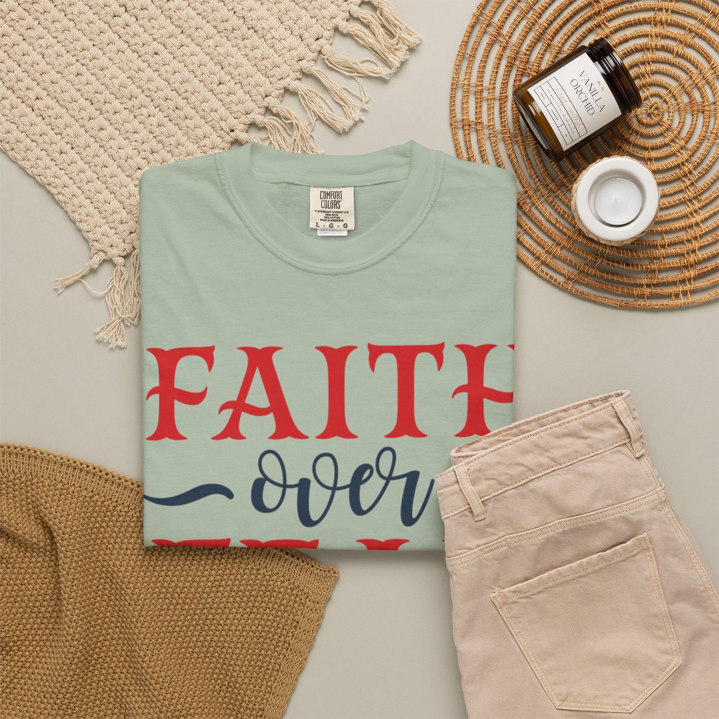 Faith Over Fear Stop Wishing Start Doing Action Goal Setting Modern Tee Achievement Self-Improvement Unisex Heavy Cotton T-Shirt