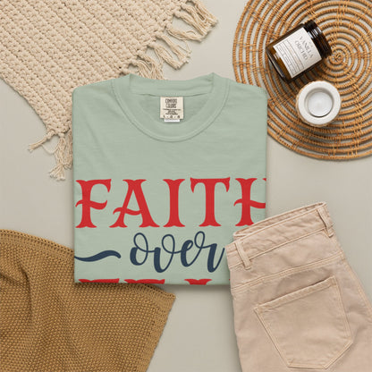 Faith Over Fear Stop Wishing Start Doing Action Goal Setting Modern Tee Achievement Self-Improvement Unisex Heavy Cotton T-Shirt