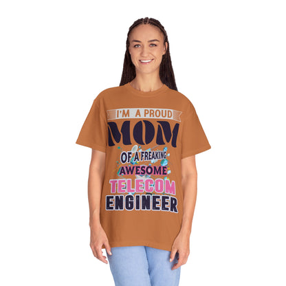 Proud Mom Telecom Engineer Mobile Technology Signal Processing Digital Communication Radio Frequencies Unisex Heavy Cotton T-Shirt