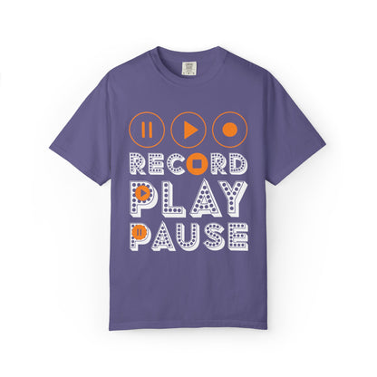 Thrilling Record Play Pause Playback Actions Sound Management Audio Functions Unisex Heavy Cotton T-Shirt