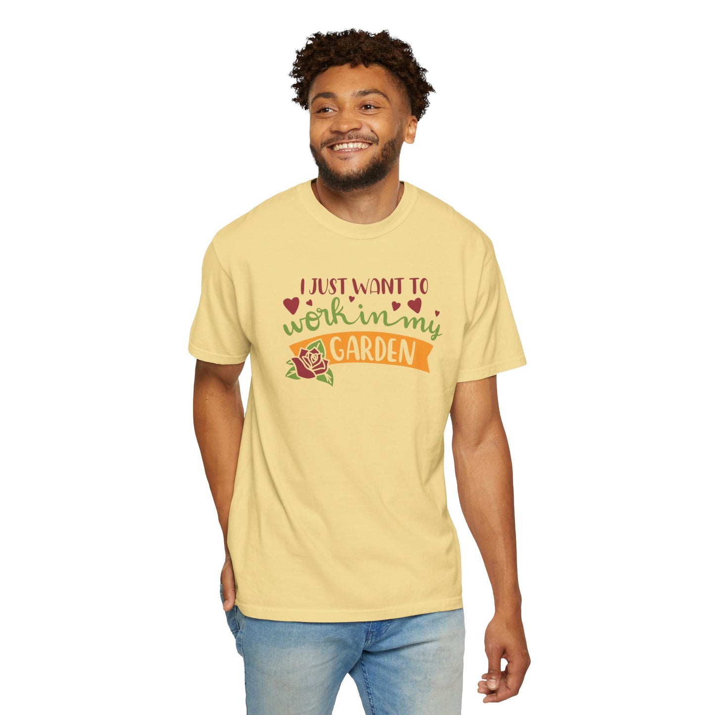 I Just Want To Work In My Garden Plant Enthusiasts Flower Lovers Tee Green Therapy Gardener Leafy Love Unisex Heavy Cotton T-Shirt