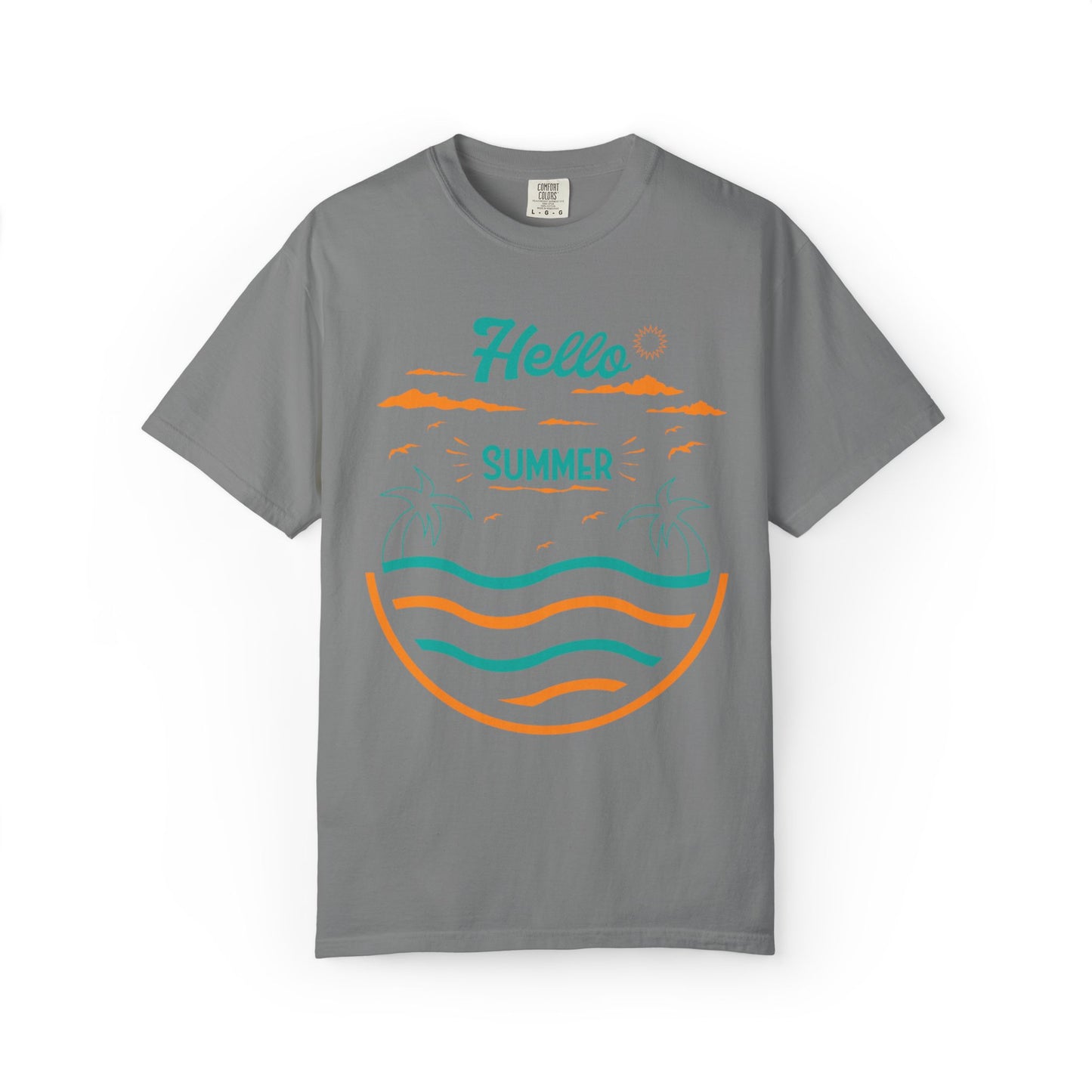 Exciting Hello Summer Sunrise & Sunburn Beach Days Ice Cream Summer Camp Unisex Heavy Cotton T-Shirt