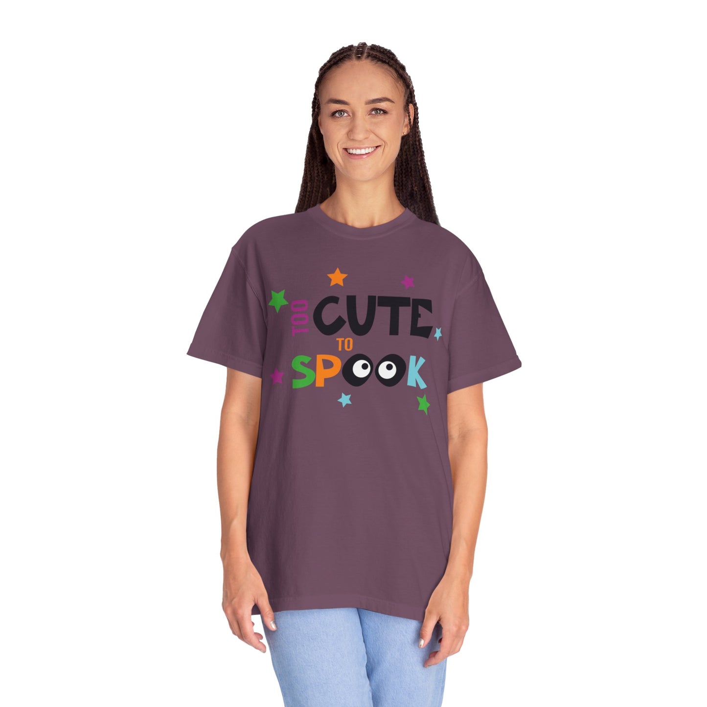 Too Cute To Spook Ghosts Halloween Funny Stylish Tee Spider webs Pumpkins Unisex Heavy Cotton T-Shirt
