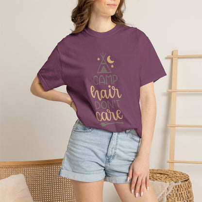 Camp Hair Don’t Care Adventure Mountain Tee Fun Activities Unisex Heavy Cotton T-Shirt