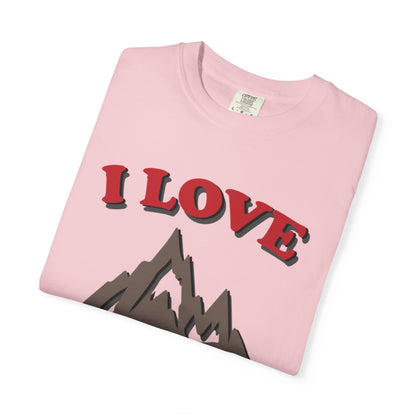 I Love Hiking Trendy Tee Adventure Mountain Hut Belays Ropes Fun Activities Unisex Heavy Cotton T-Shirt