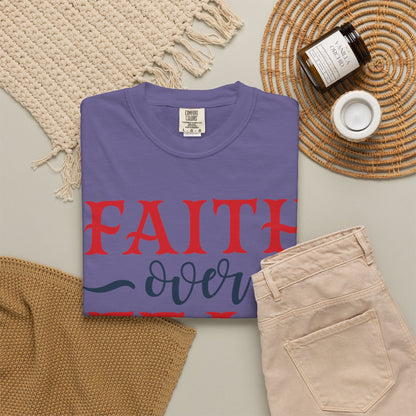 Faith Over Fear Stop Wishing Start Doing Action Goal Setting Modern Tee Achievement Self-Improvement Unisex Heavy Cotton T-Shirt