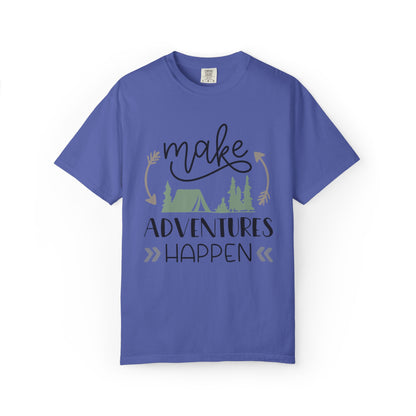 Make Adventures Happen Trendy Tee Enjoyment Mountain Hut Belays Ropes Fun Activities Unisex Heavy Cotton T-Shirt