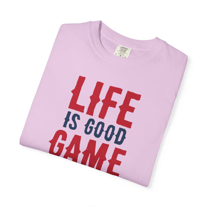 Life Is Good Game On Baseball Player Grand Slam Performers Tee Infield Magicians Batting Champions Unisex Heavy Cotton T-Shirt