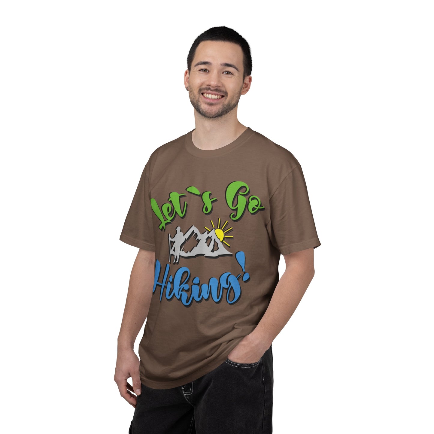 Let’s Go Hiking! Trendy Tee Adventure Mountain Hut Fun Activities Unisex Heavy Cotton T-Shirt