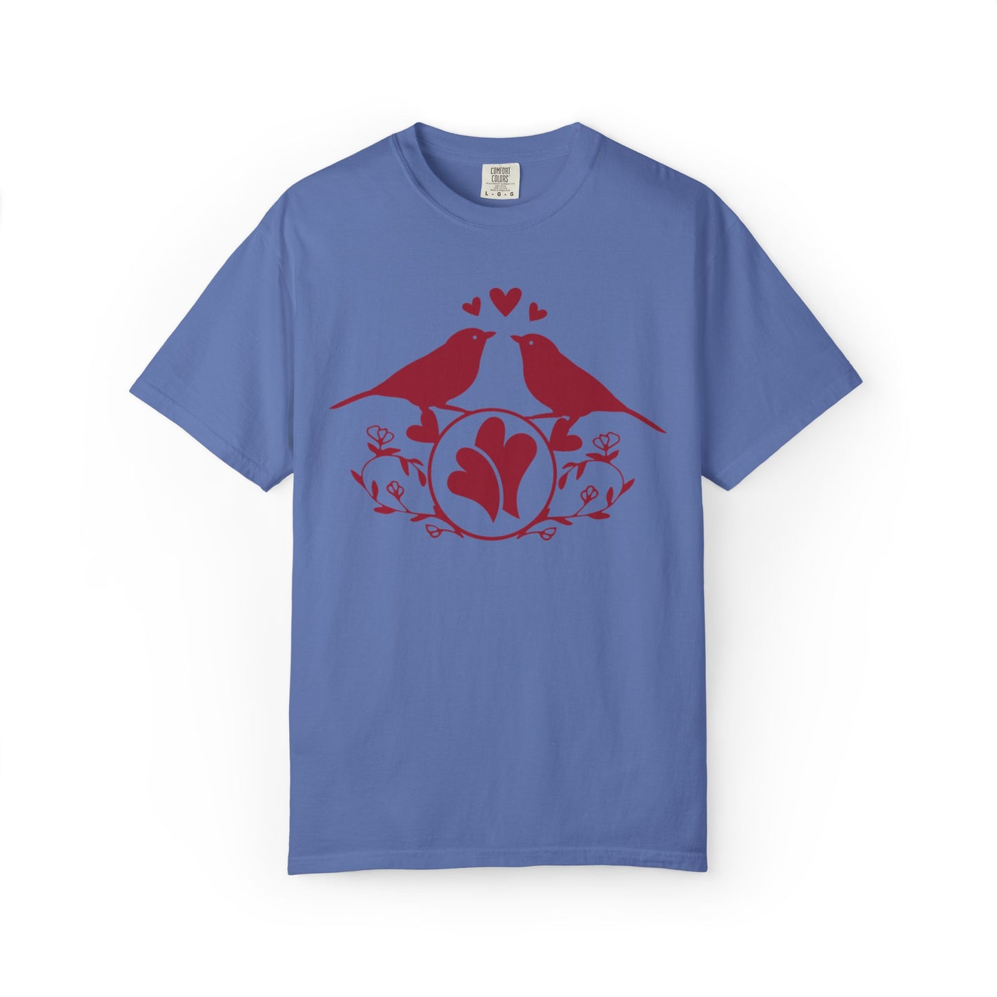 Romantic Love Birds Monogram Boundless Love Affection Lover’s Tee Infinite Bliss Butterfly Kisses Evergreen Romance Unisex Heavy Cotton T-Shirt