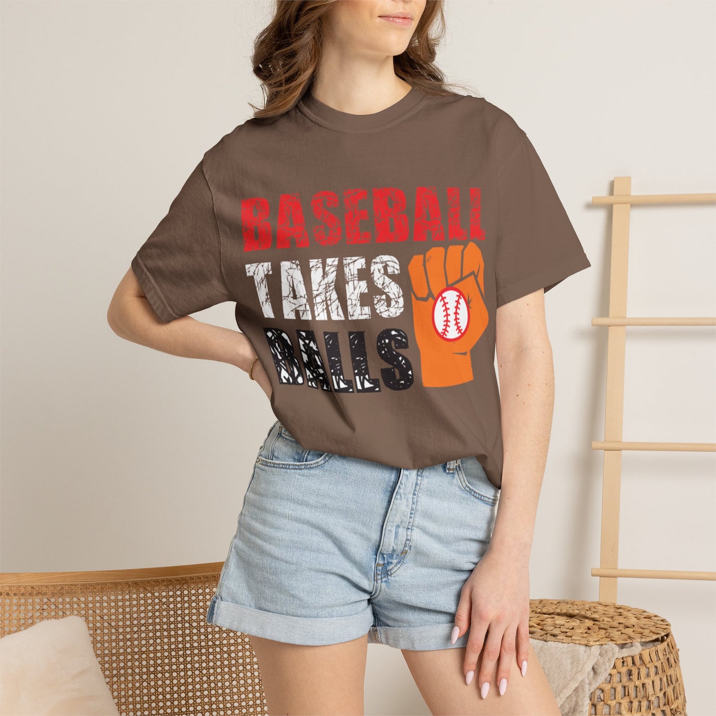 Baseball Takes Ball Defensive Prowess Tee Fielding Excellence Outfield Expertise Unisex Heavy Cotton T-Shirt