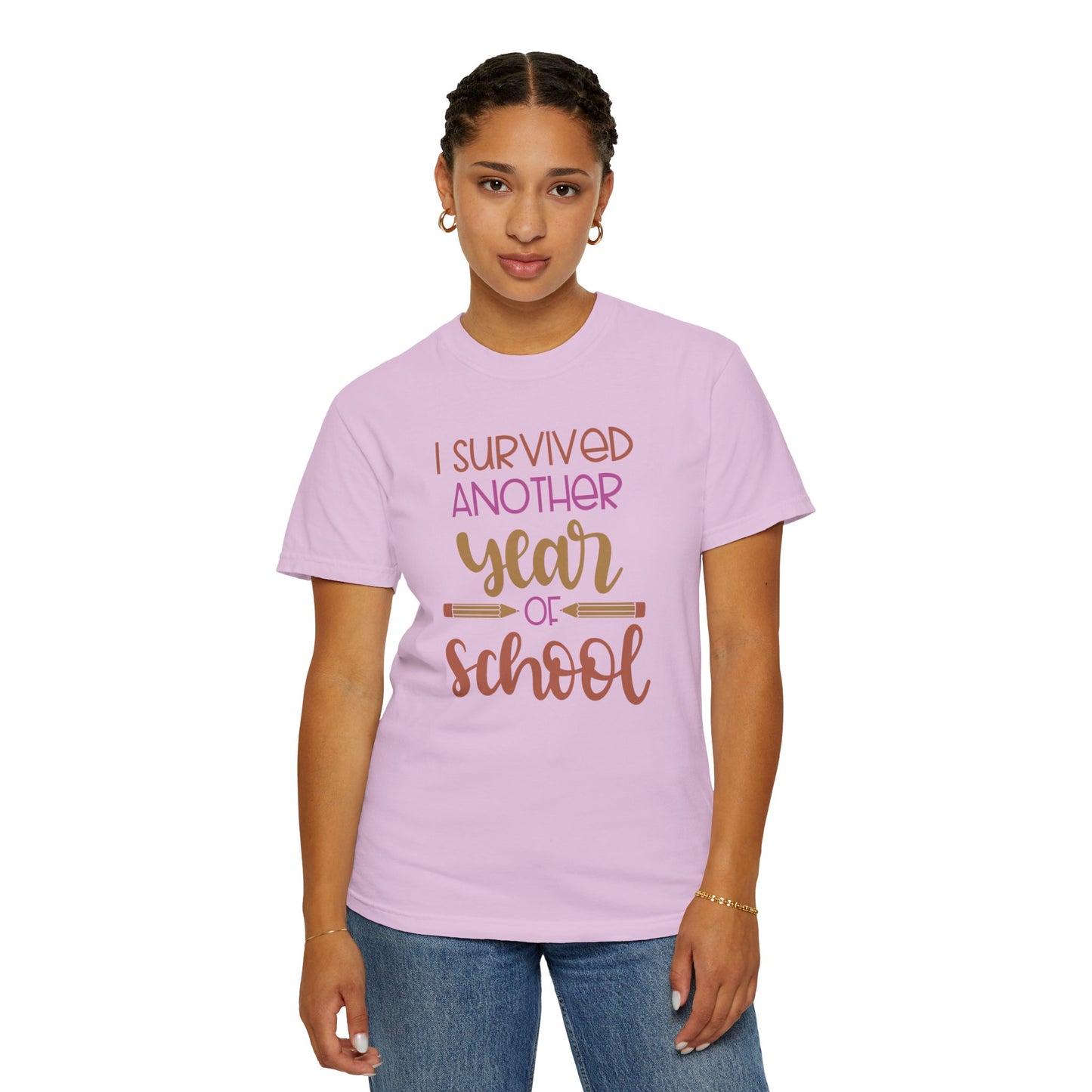 I Survived Another Year Of School Action Goal Setting Achievement Tee Self-Improvement Motivation Unisex Heavy Cotton T-Shirt