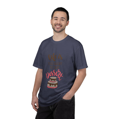 Life Is Too Short To Skip Dessert Lovers Tee Sweet Tooth Guilty Pleasure Sugar Rush Unisex Heavy Cotton T-Shirt