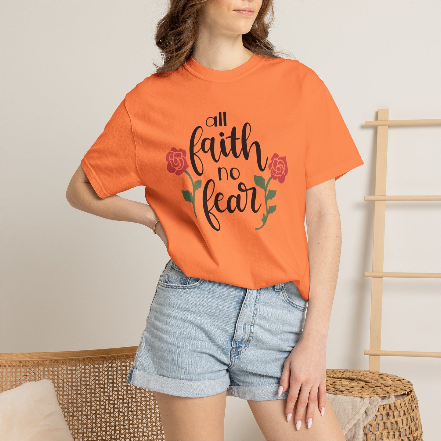 All Faith No Fear Stop Wishing Start Doing Action Goal Setting Modern Tee Achievement Self-Improvement Unisex Heavy Cotton T-Shirt