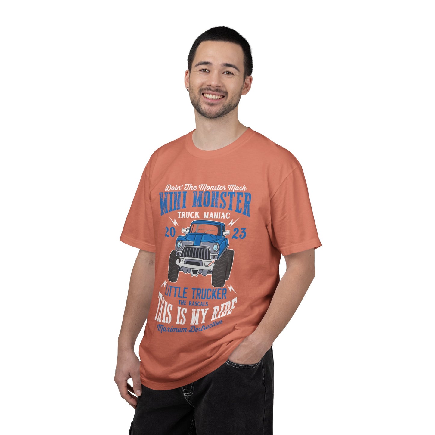 Funny Mini Monster Truck Manic Speed Truck Power Sarcastic Extreme Adventure Four-Wheel Drive Unisex Heavy Cotton T-Shirt