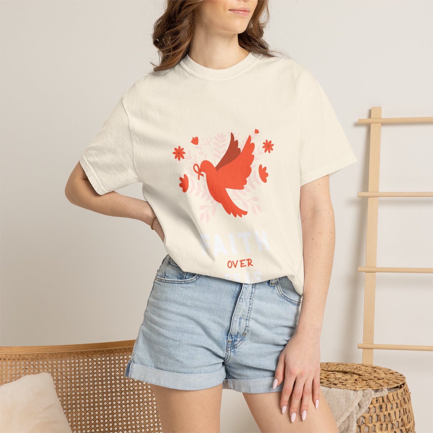 Faith Over Fear Stop Wishing Start Doing Action Goal Setting Modern Tee Achievement Self-Improvement Unisex Heavy Cotton T-Shirt