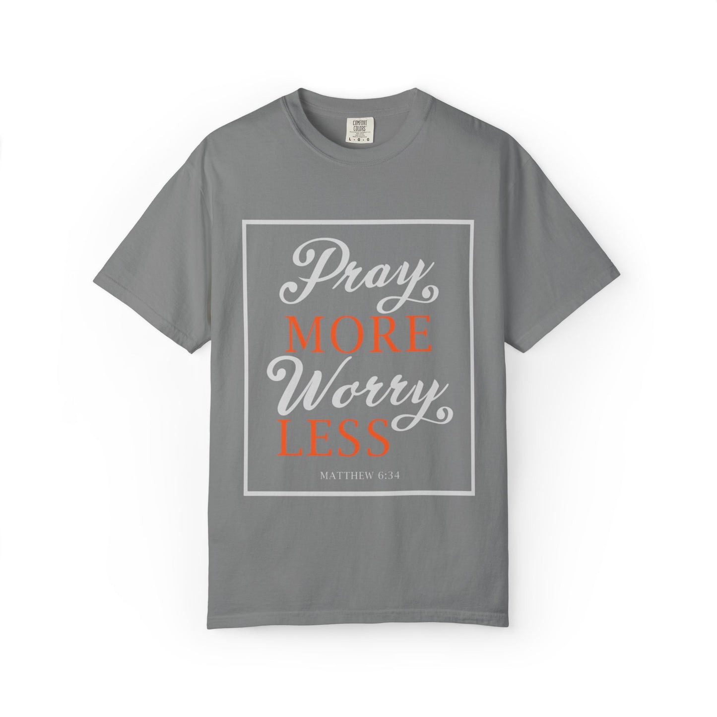 Pray More Worry Less Heavenly Feather White God’s Creation Eternity Tee Purest Being Cross Symbol Unisex Heavy Cotton T-Shirt