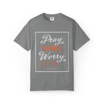 Pray More Worry Less Heavenly Feather White God’s Creation Eternity Tee Purest Being Cross Symbol Unisex Heavy Cotton T-Shirt
