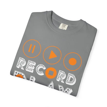 Thrilling Record Play Pause Playback Actions Sound Management Audio Functions Unisex Heavy Cotton T-Shirt