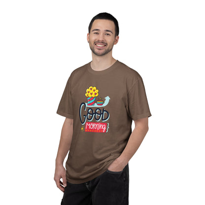 Good Morning Lazy Day Achiever Morning Champion Tee Daily Victory Sleep Defeated Unisex Heavy Cotton T-Shirt