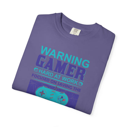 Funny Warning Gamer Do Not Disturb Digital Protector Virtual Heroism Sarcastic Battle Against Evil Unisex Heavy Cotton T-Shirt