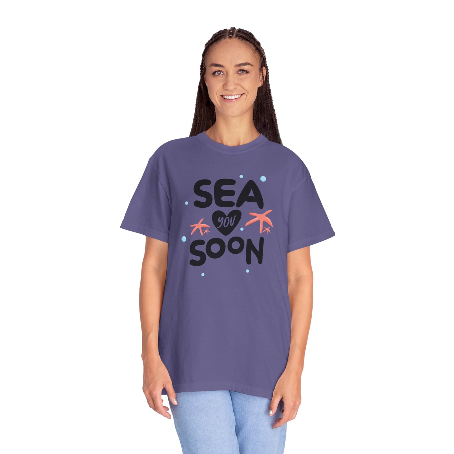 Sea You Soon Sarcastic Tee Ocean Wordplay Seaside Lover Summer Goodbye Ocean Trip Unisex Heavy Cotton T-Shirt