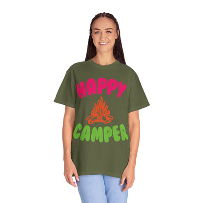 Happy Camper Freedom Fighter Adventure Lovers Tee Nature Exploration Bonfire Travel Van Unisex Heavy Cotton T-Shirt