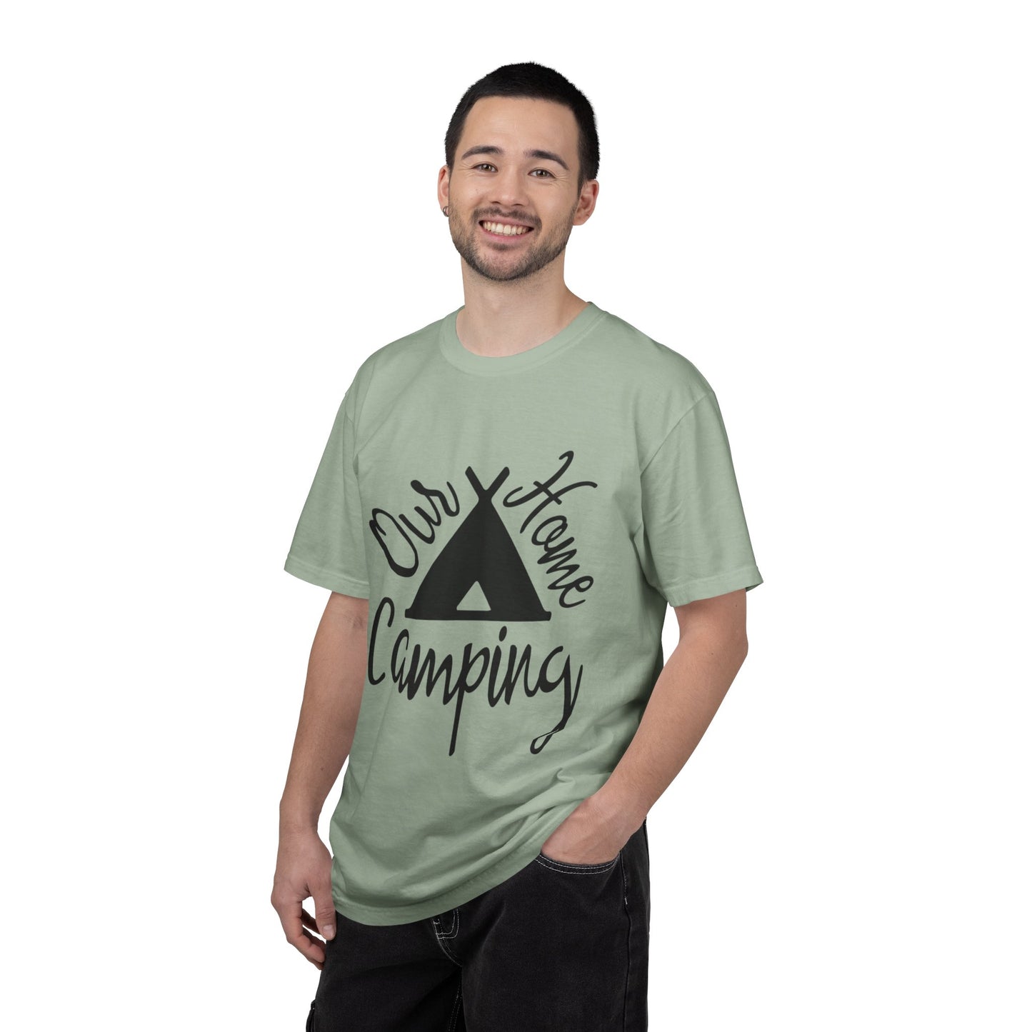 Our Home Camping Freedom Fighter Adventure Lovers Tee Nature Exploration Bonfire Travel Van Unisex Heavy Cotton T-Shirt