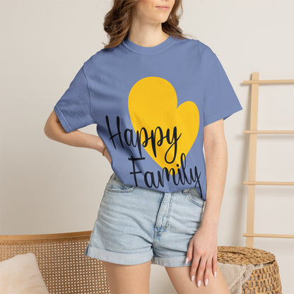 Happy Family Peaceful Paradise Tee Cherished Space Heartfelt Haven Unisex Heavy Cotton T-Shirt