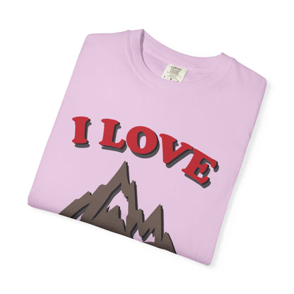 I Love Hiking Trendy Tee Adventure Mountain Hut Belays Ropes Fun Activities Unisex Heavy Cotton T-Shirt