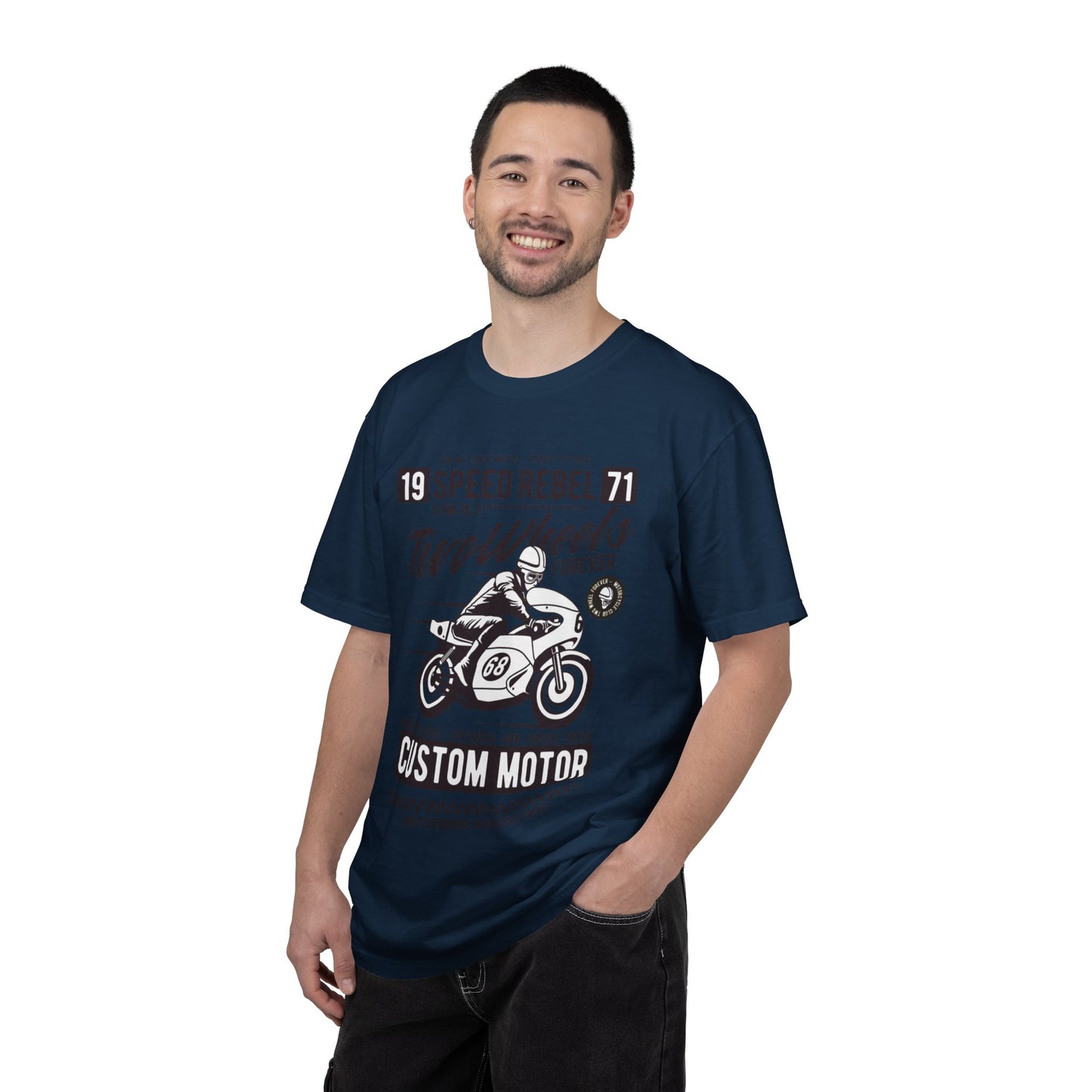 Speed Rebel Two Wheels Custom Engine Club Motorbike Lovers Trendy Tee High-speed Rider Adventure Racer Unisex Heavy Cotton T-Shirt