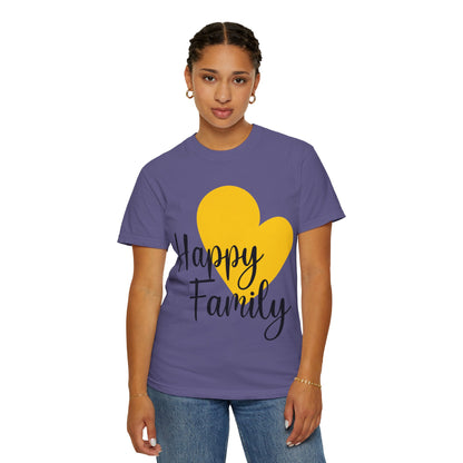 Happy Family Peaceful Paradise Tee Cherished Space Heartfelt Haven Unisex Heavy Cotton T-Shirt