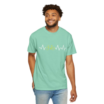Funny Cycle Heart Beat Cycle Enthusiasm Pedal power Sarcastic Two Wheeled Adventures Unisex Heavy Cotton T-Shirt