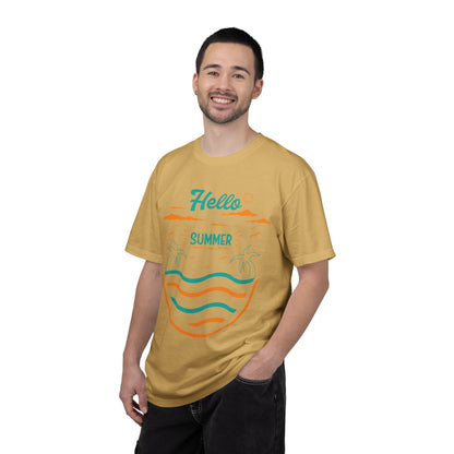 Exciting Hello Summer Sunrise & Sunburn Beach Days Ice Cream Summer Camp Unisex Heavy Cotton T-Shirt