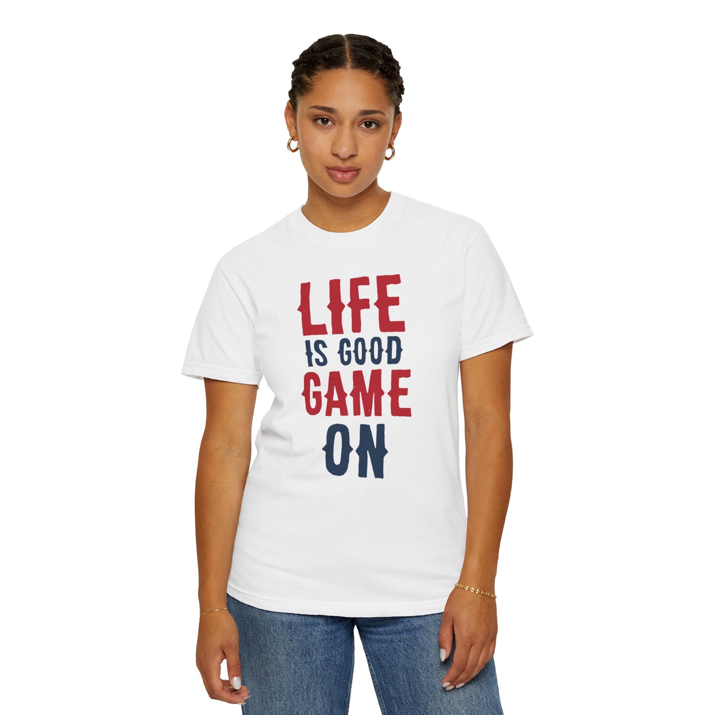 Life Is Good Game On Baseball Player Grand Slam Performers Tee Infield Magicians Batting Champions Unisex Heavy Cotton T-Shirt