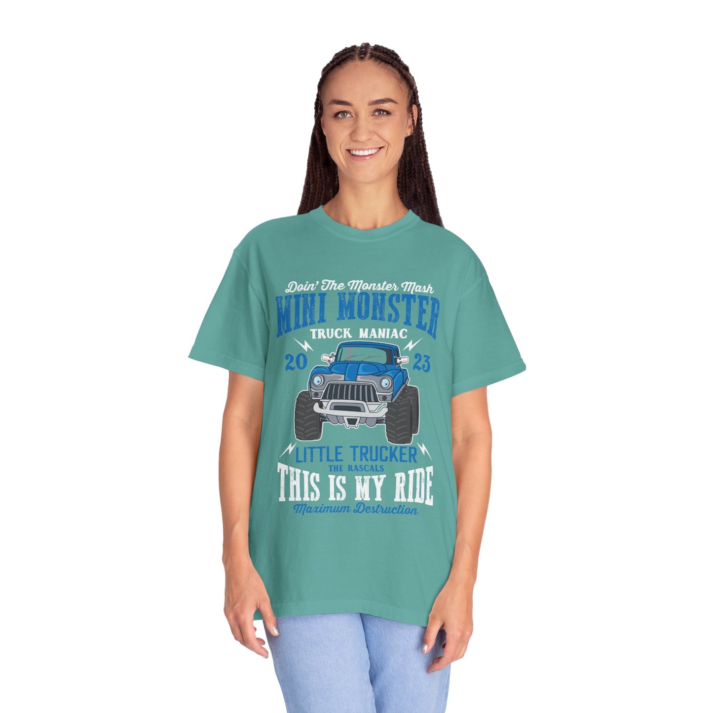 Funny Mini Monster Truck Manic Speed Truck Power Sarcastic Extreme Adventure Four-Wheel Drive Unisex Heavy Cotton T-Shirt