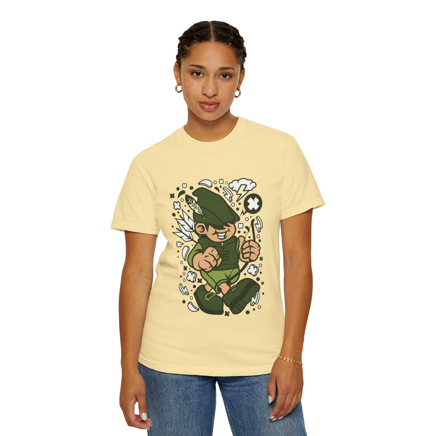 Rhino Robin Hood Folklore Mashup Tee Forest Guardian Adventure Story Fantasy Character Unisex Heavy Cotton T-Shirt